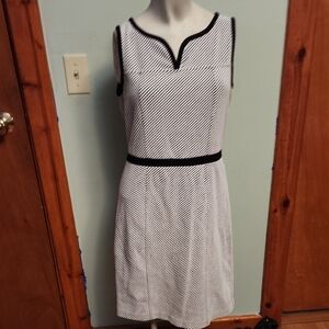 Ann Taylor Black Trimmed White Midi Dress